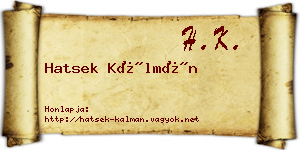 Hatsek Kálmán névjegykártya